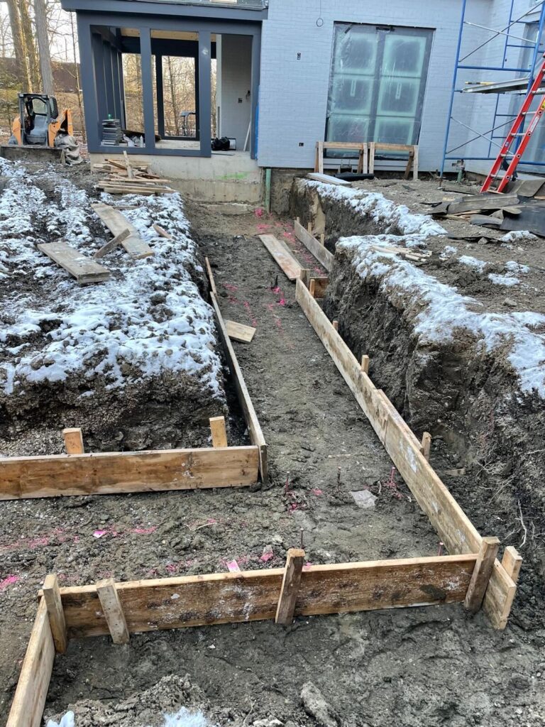 Patio Construction Base Patio base preparation during construction